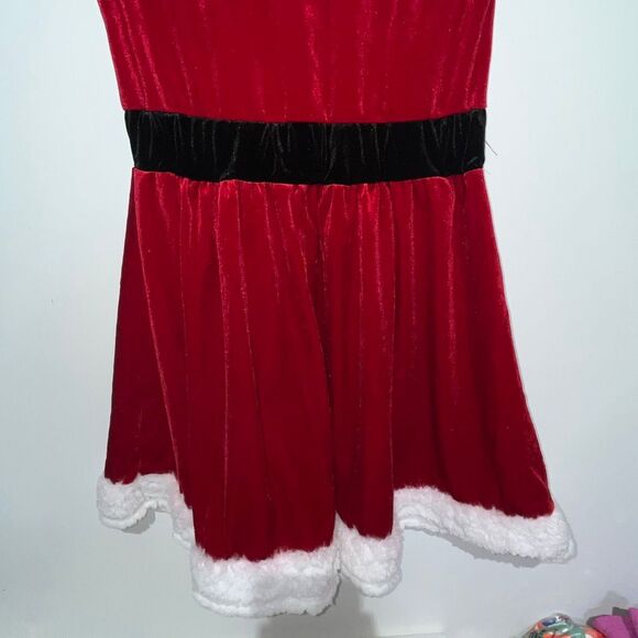 Born Famous Women's Red Mrs. Claus Cap Sleeve Mini Skater Dress Small NWT - Picture 8 of 10